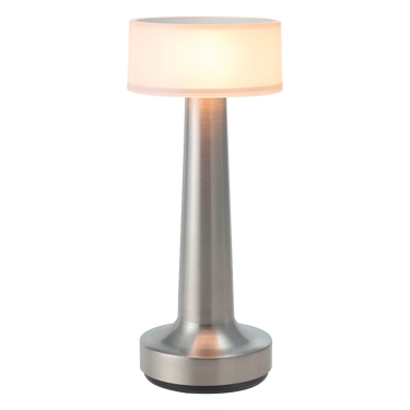 Modern living room ambient cordless lamp Neoz Cooee 2 silver finish.
