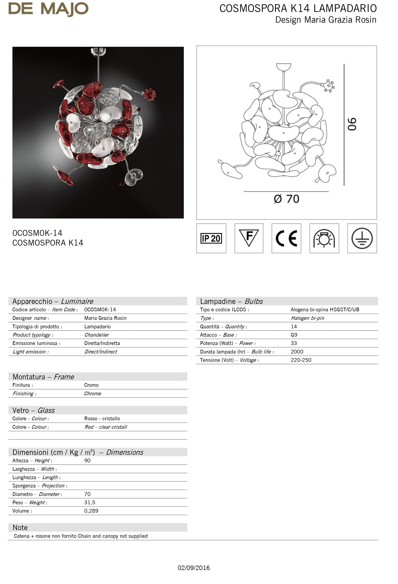 De Majo Cosmospora Chandelier