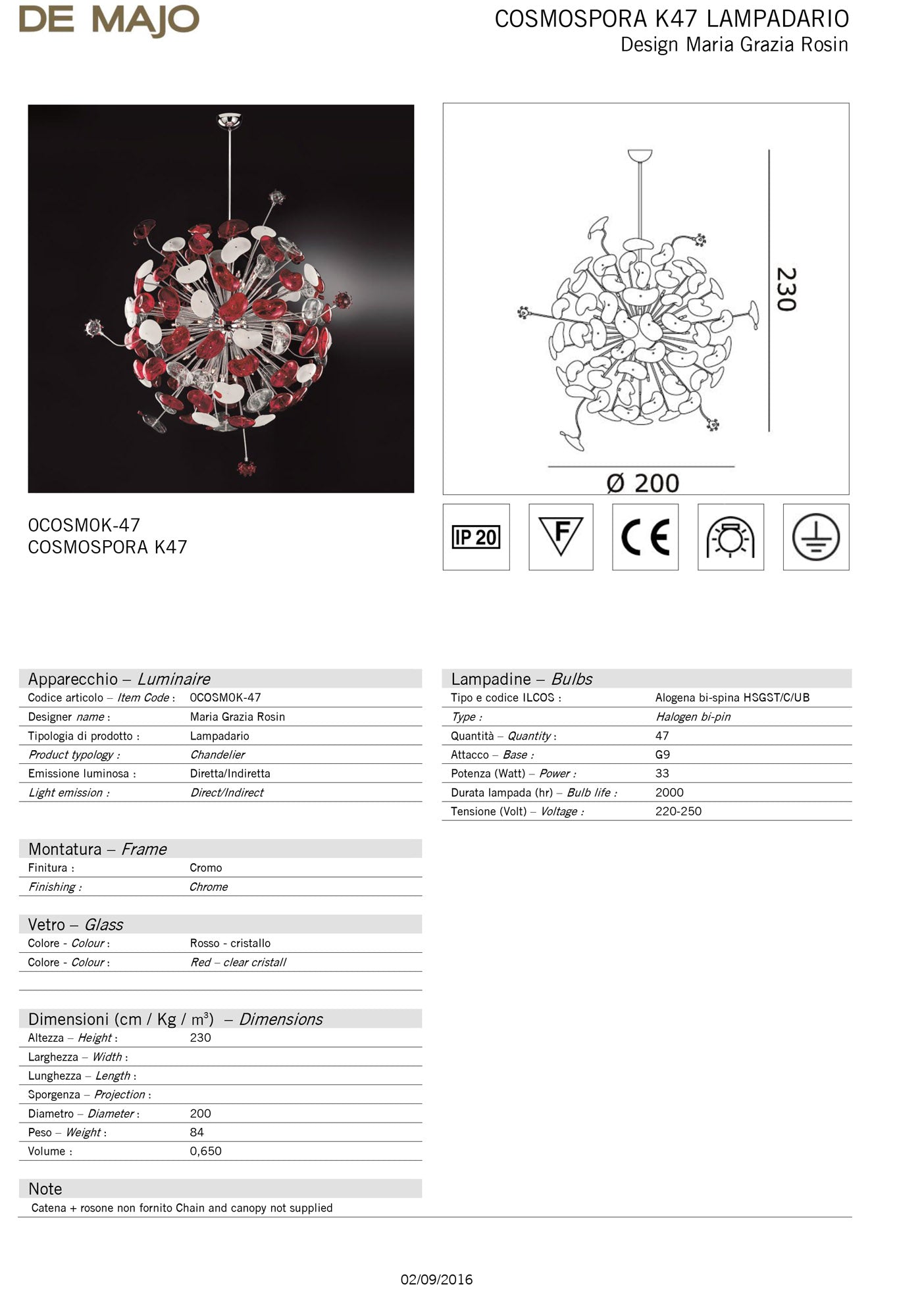 De Majo Cosmospora Chandelier