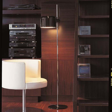 Red Coupe 3321 floor lamp by Joe Colombo ideal for office and hotel interior lighting