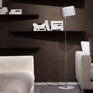 Joe Colombo Coupe 3321 designer floor lamp with chromium-plated stem and direct light
