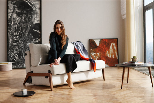 Innovation Living Cubed Full Sofa Bed with Dark Wood Legs