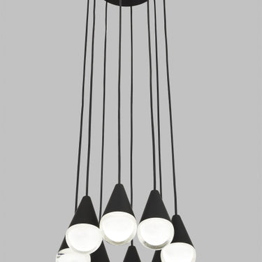 Cupola 8-Light LED Adjustable Chandelier with Black finish and Round Canopy

