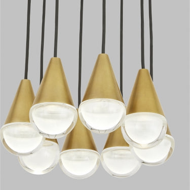 Adjustable Height Cupola Chandelier - 8 Light, Brass Finish
