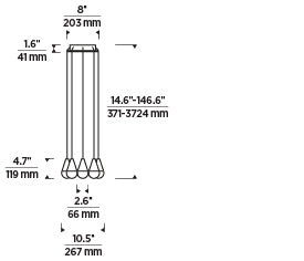 Modern Adjustable Height 8-Light Chandelier - Cupola Design, line drawing