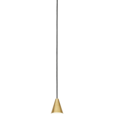 Modern minimalist LED ceiling pendant with brass finish and low-profile canopy by Visual Comfort