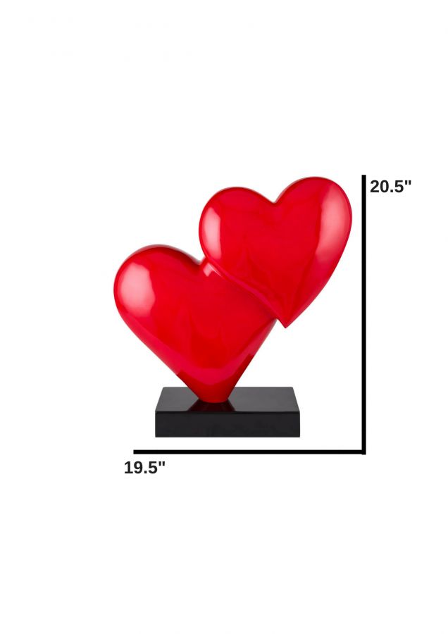 Finesse Decor Double Heart Sculpture - Red