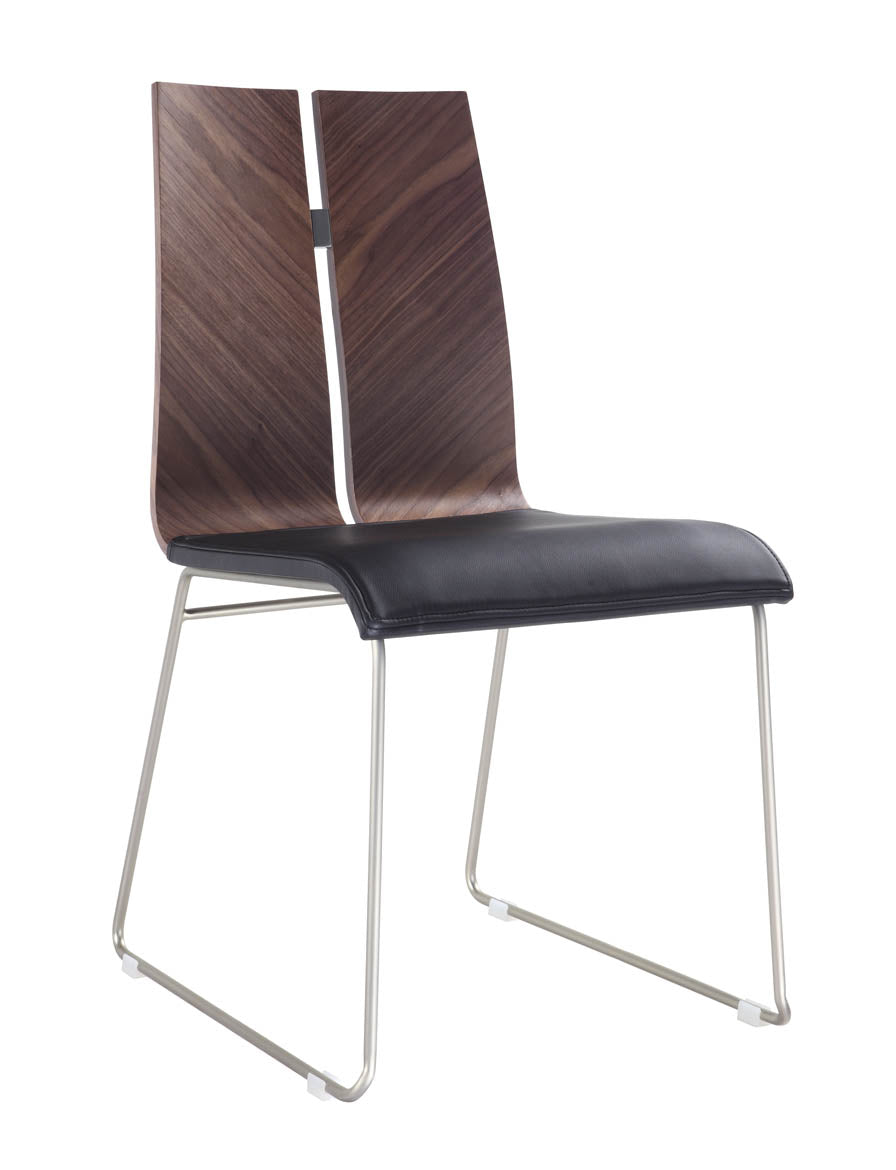 Lauren Dining Chair Walnut/Black - Set of 2 by Whiteline