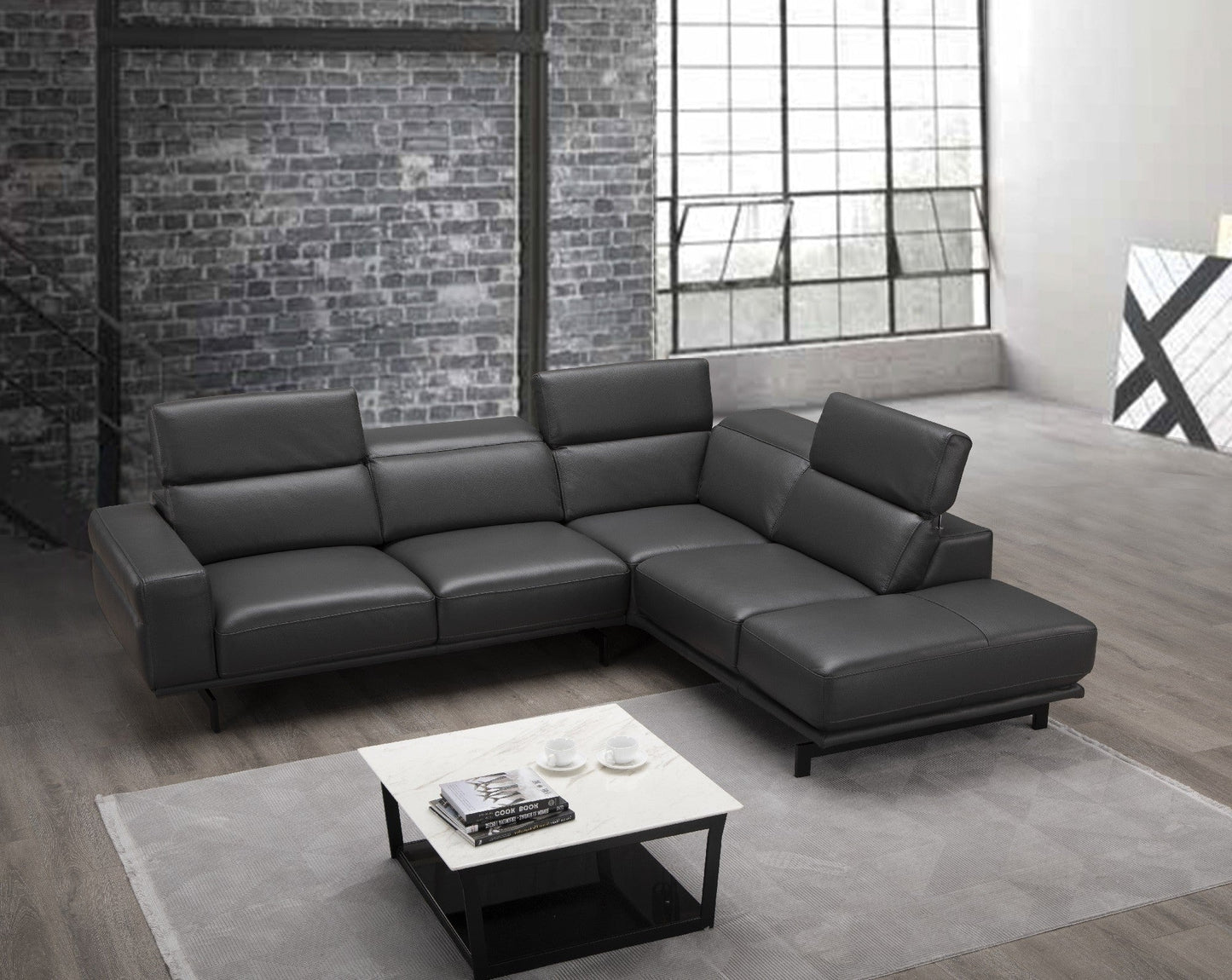Davenport Slate Grey Sectional Sofa RHF by JM