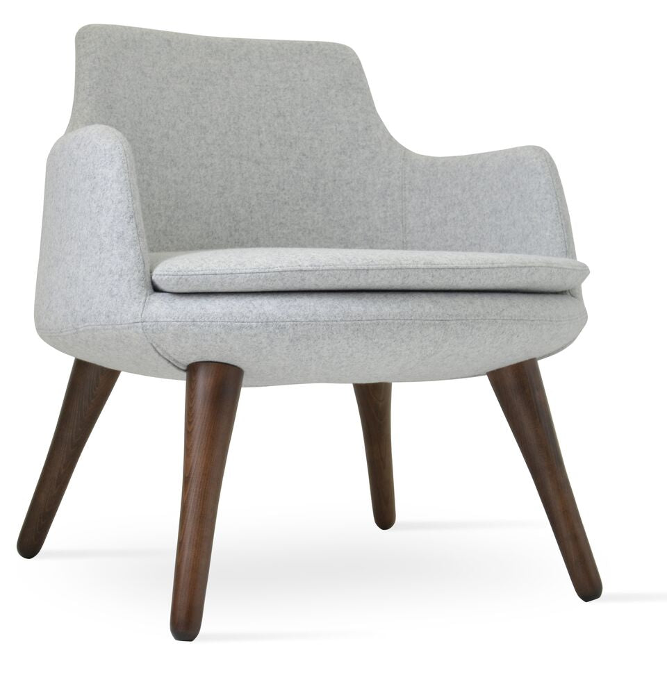 SohoConcept Dervish Wood Lounge Arm Chair Fabric