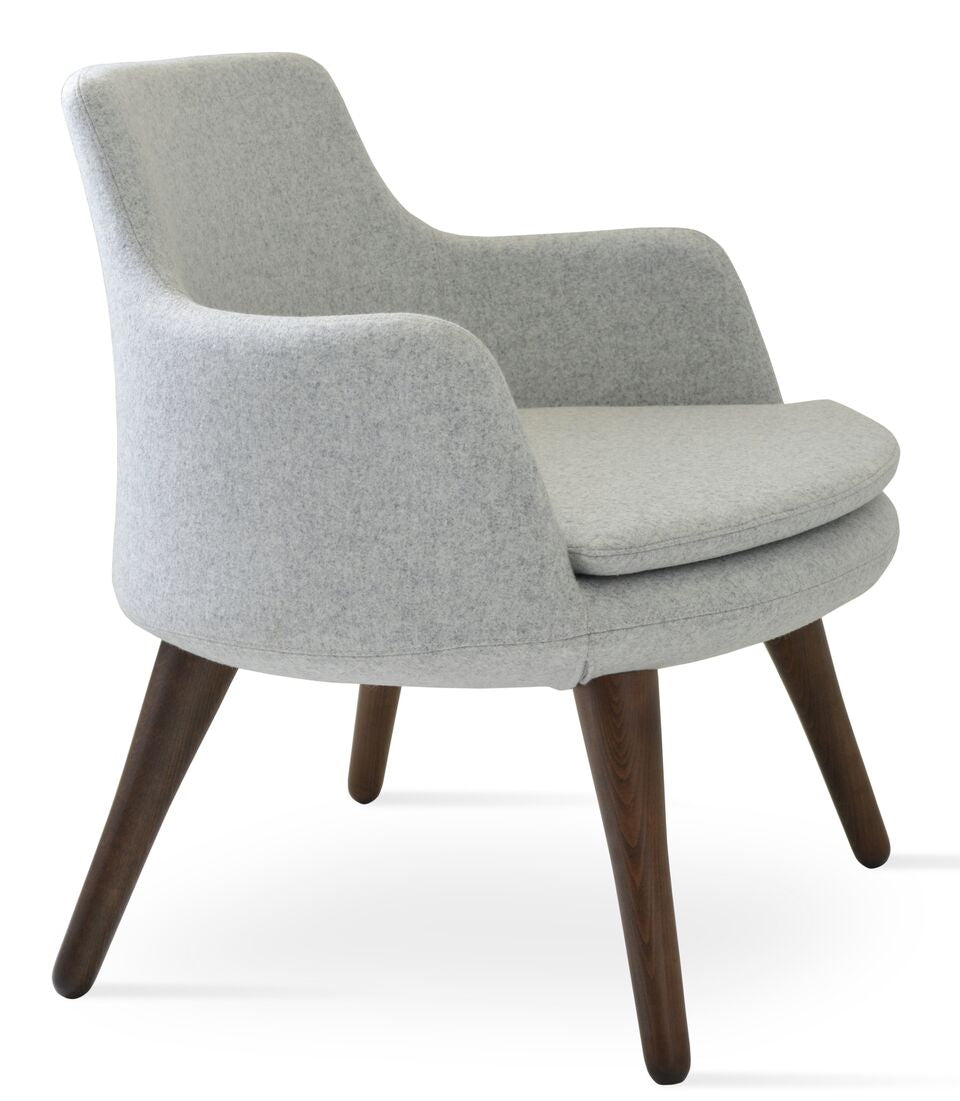 SohoConcept Dervish Wood Lounge Arm Chair Fabric