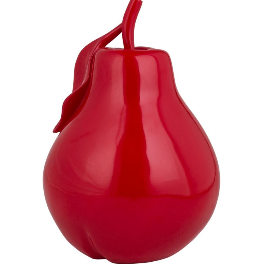 Vibrant Red Solid Color Pear Sculpture