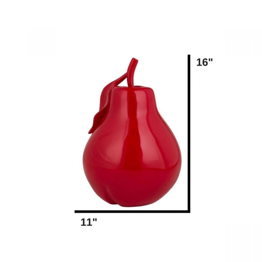 Vibrant Red Solid Color Pear Sculpture | Finesse Decor