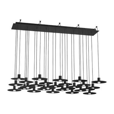 Dimmable 27-Light Linear LED Chandelier | Eaves Modern Design | 3000K Lighting