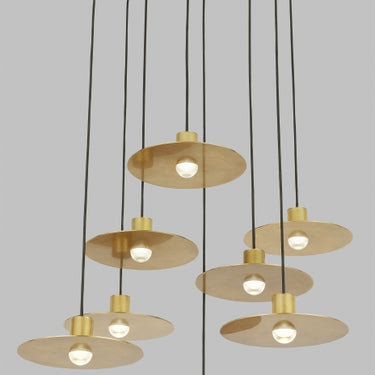 Eaves 8 light chandelier, adjustable height kitchen island lighting, contemporary design.