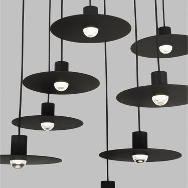Eaves 8 light adjustable height chandelier installation, high ceiling pendant lighting