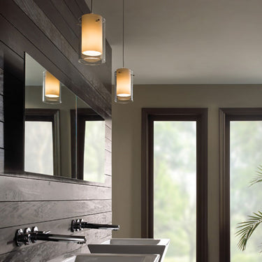 Modern Small Clear Cylinder Pendant Lighting for Bathroom Home or Office
