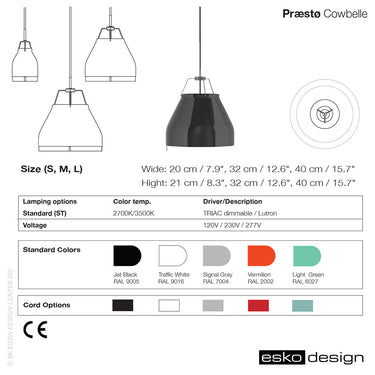 Cowbelle Pendant Jet Black by Esko Design | Esko Design | LoftModern