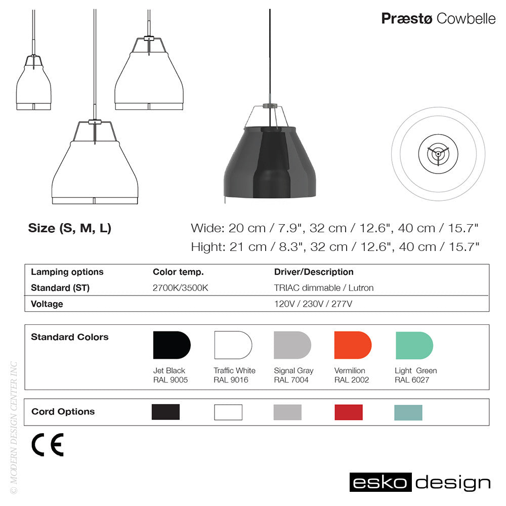 Cowbelle Pendant Signal Gray by Esko Design | Esko Design | LoftModern