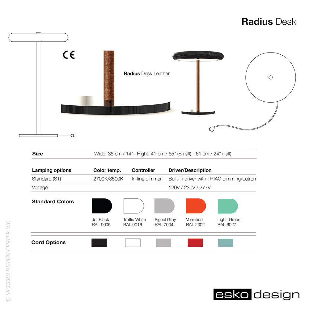 Radius Desk Lamp Leather by Esko Design | Esko Design | LoftModern