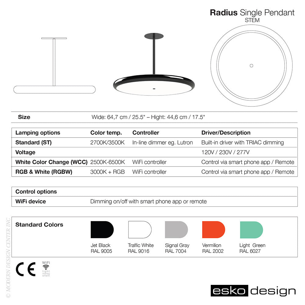 Radius Single Stem Pendant by Esko Design | Esko Design | LoftModern
