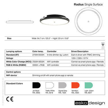 Radius Single Surface Ceiling Lamp by Esko Design | Esko Design | LoftModern