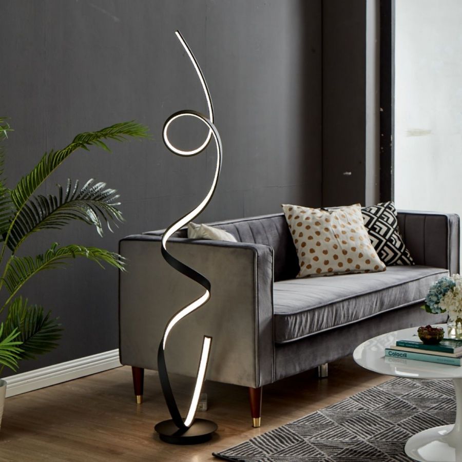 Finesse Decor Amsterdam LED Matte Black 63" Floor Lamp - Dimmable