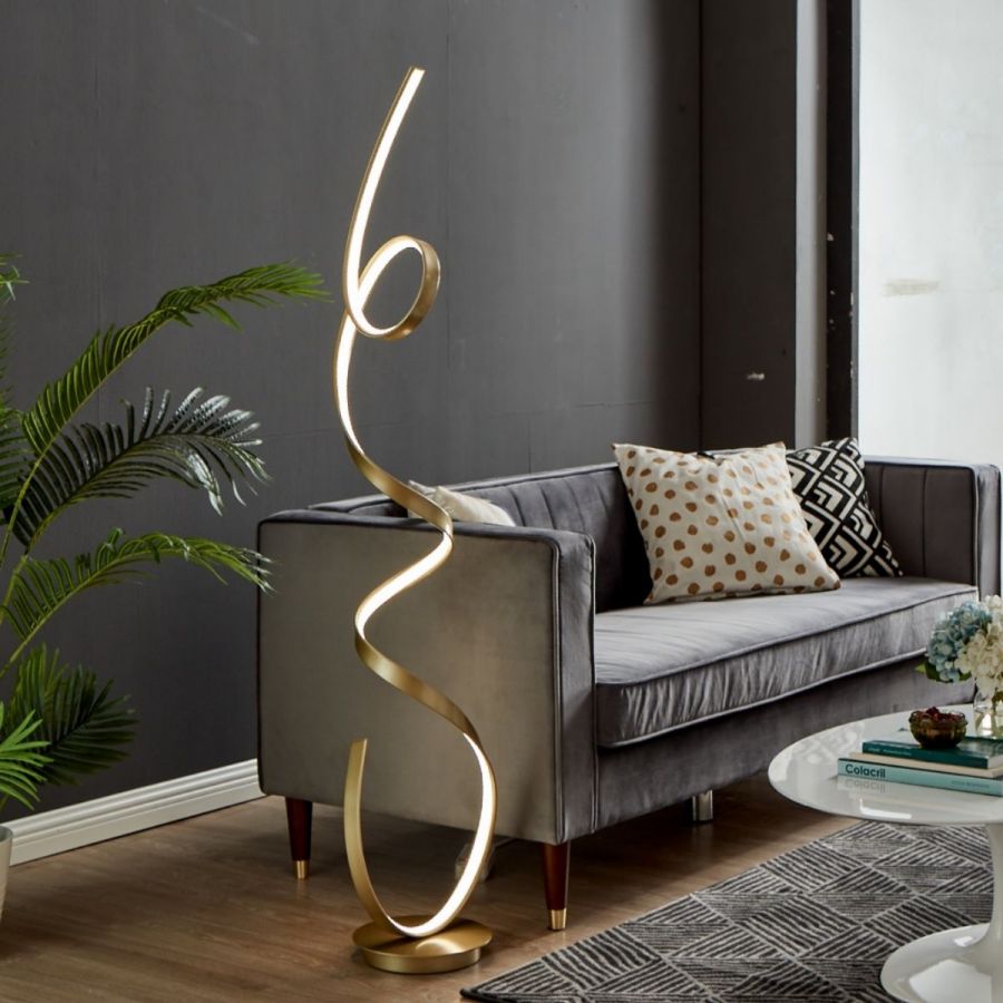 Finesse Decor Amsterdam LED Sandy Gold 63" Floor Lamp - Dimmable