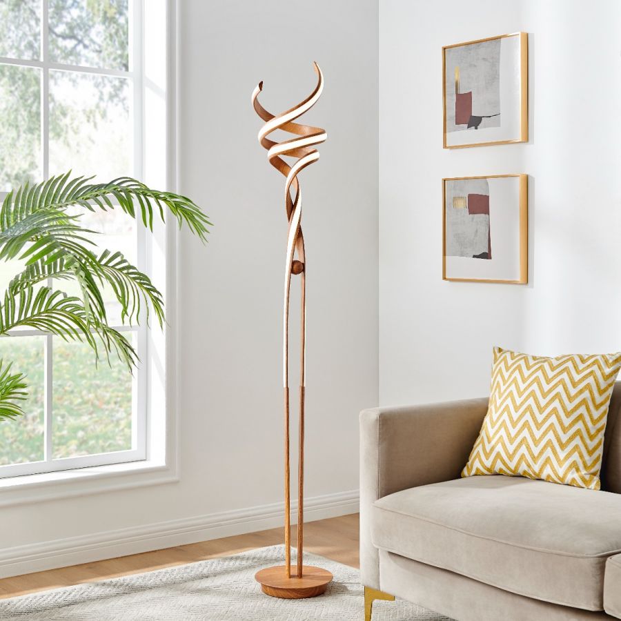 Finesse Decor Munich LED Wood 63" Floor Lamp - Dimmable