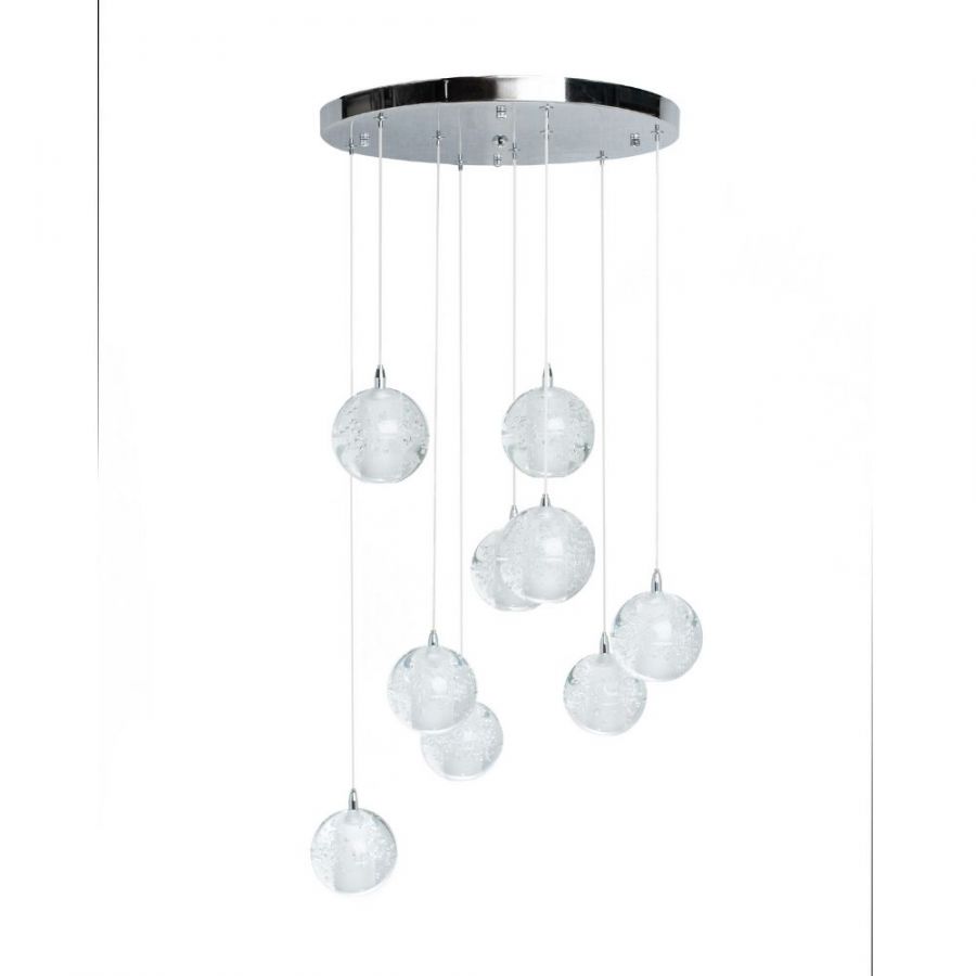 Finesse Decor 9 light Crystal Spheres Chandelier - Round Chrome Canopy