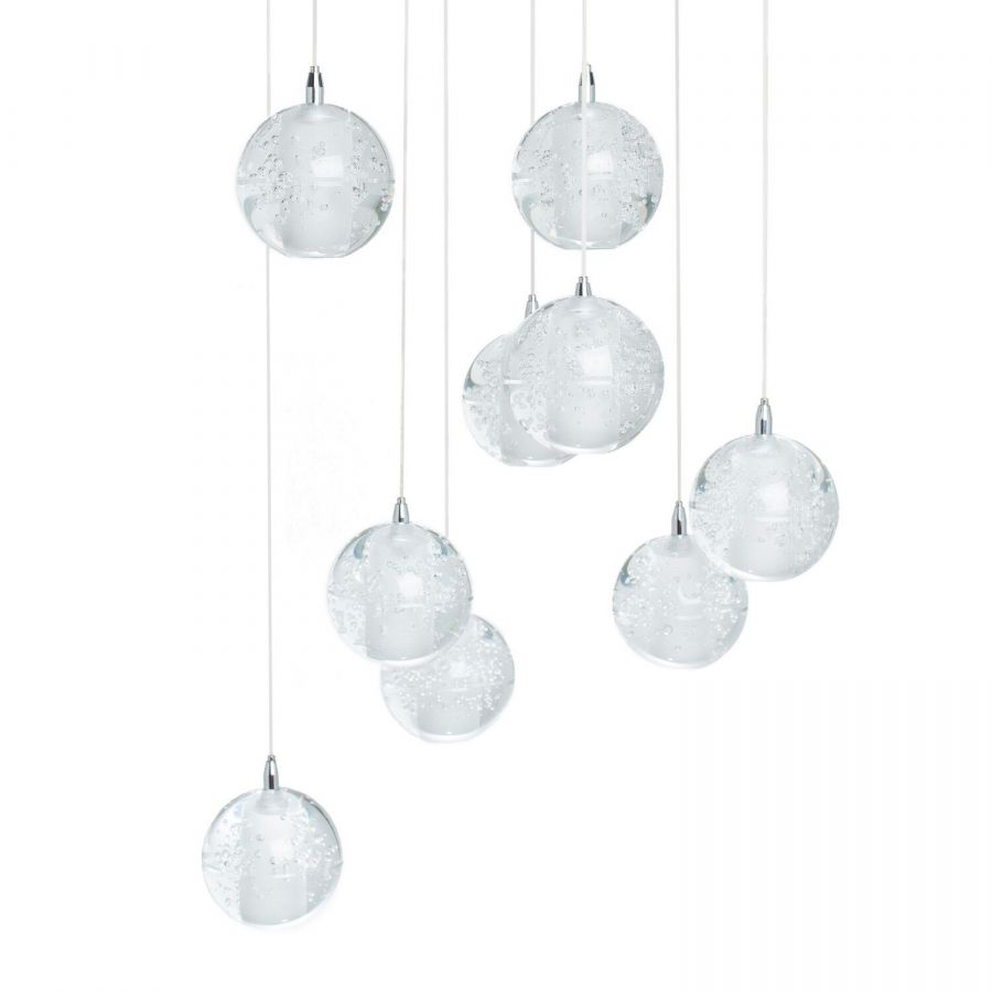 Finesse Decor 9 light Crystal Spheres Chandelier - Round Chrome Canopy