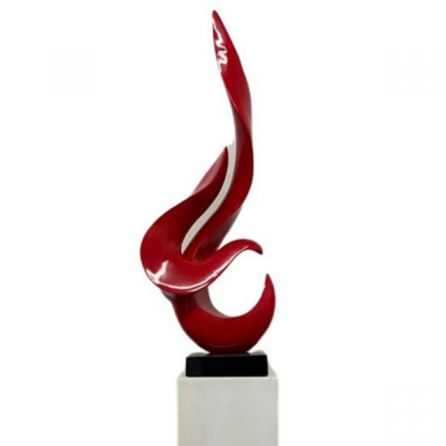 Finesse Decor Red Flame Floor Sculpture With White Stand 65" Tall