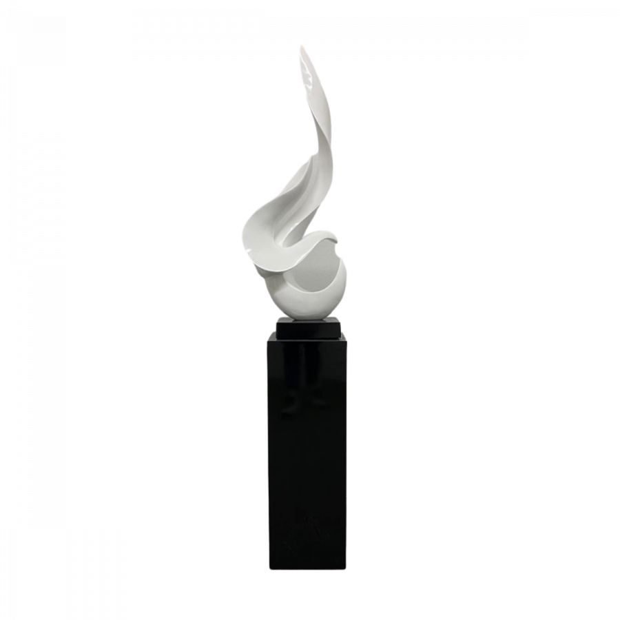 Finesse Decor White Flame Floor Sculpture With Black Stand 65" Tall