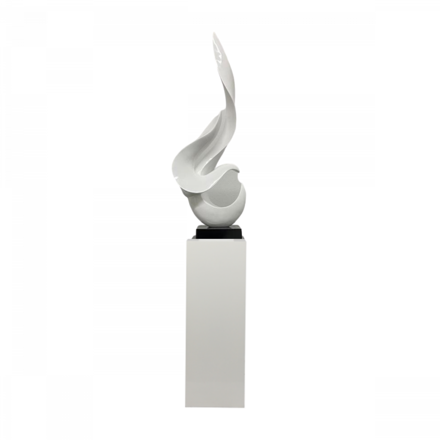 Finesse Decor White Flame Floor Sculpture With White Stand 65" Tall