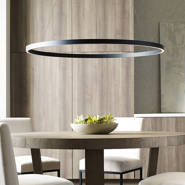 Visual Comfort 48-Inch Fiama LED Suspension Light – Black Ring Ceiling Pendant for Dining Rooms