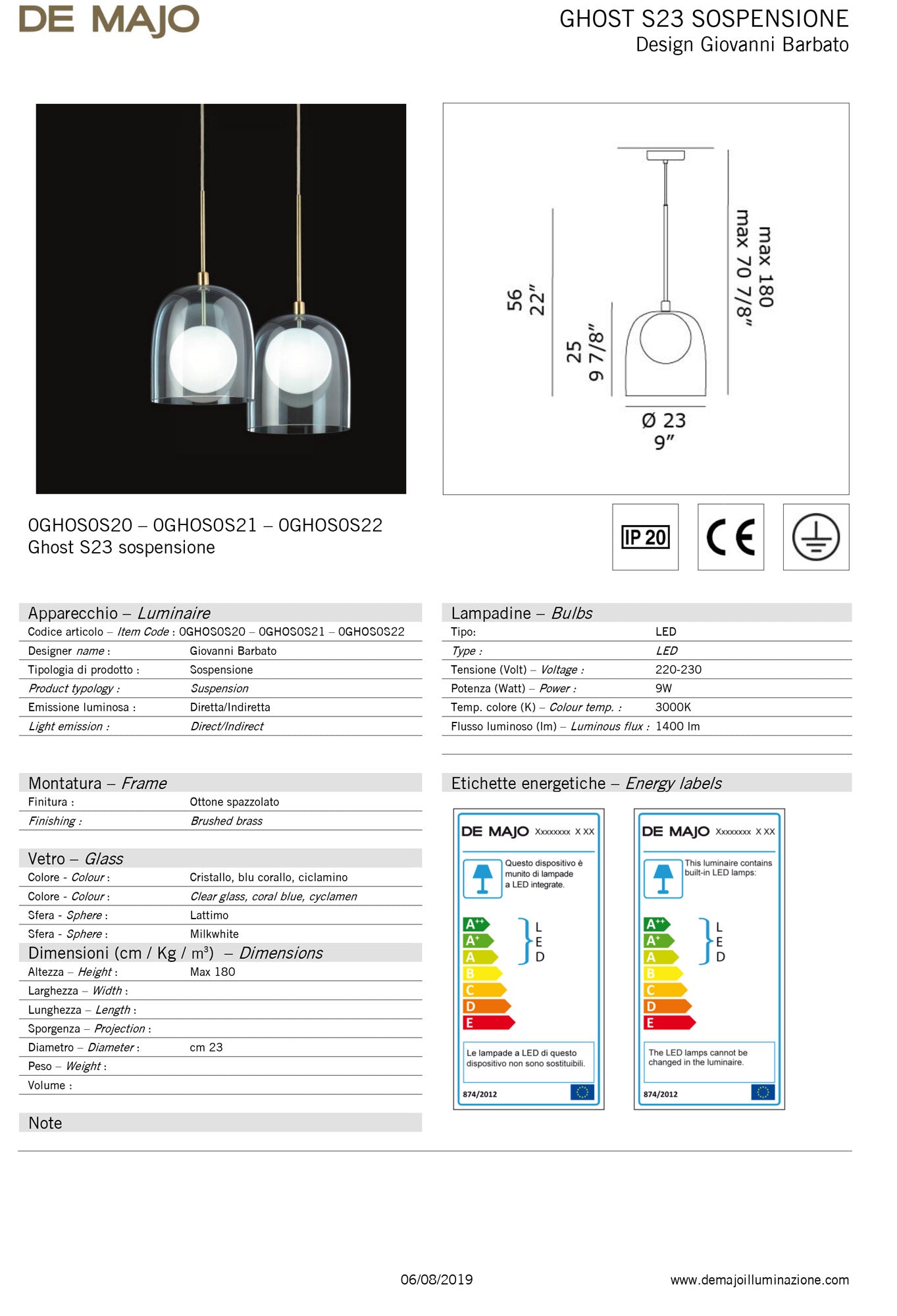 De Majo Ghost Pendant Light