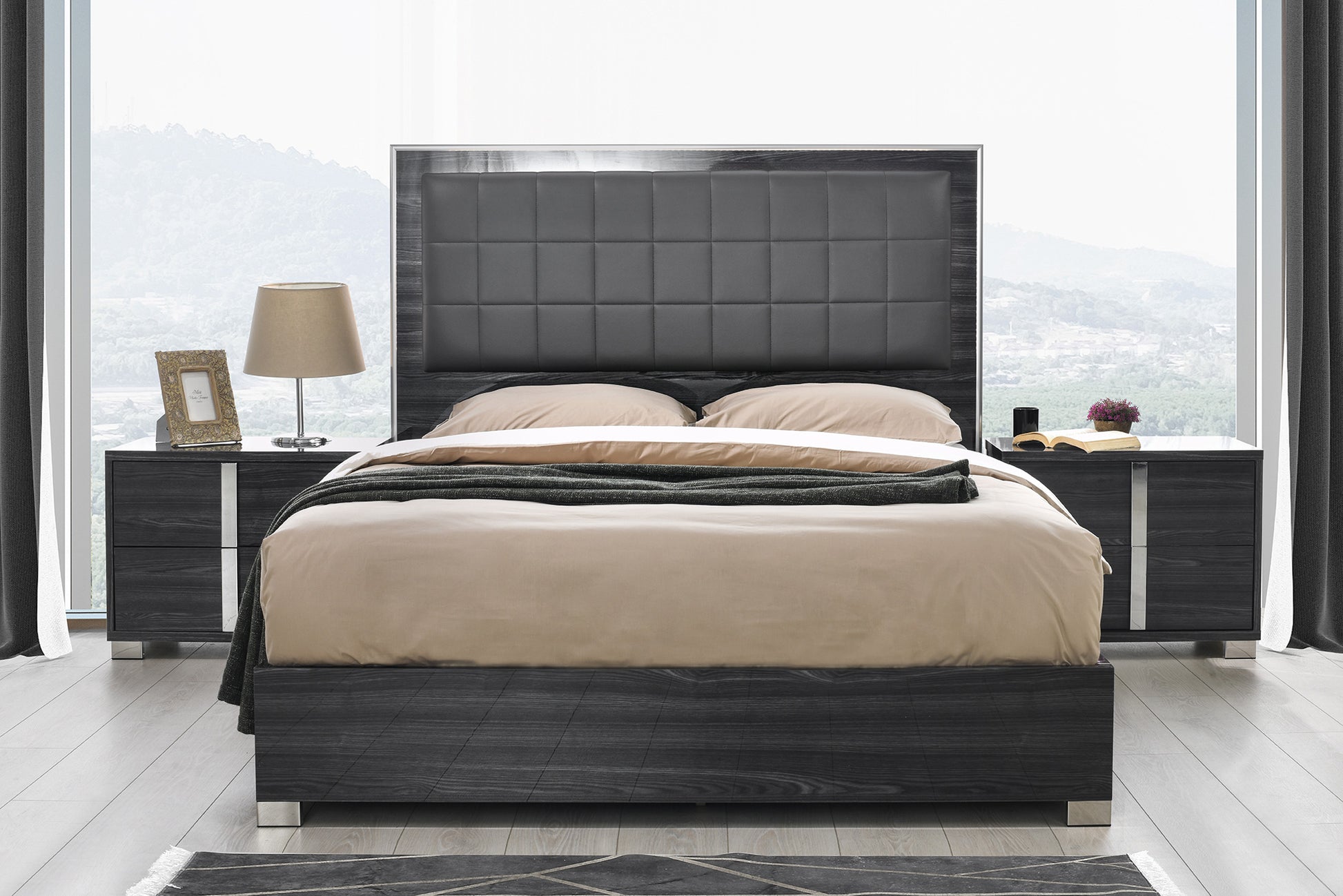 Giulia King Bed Glossy Gray by JM