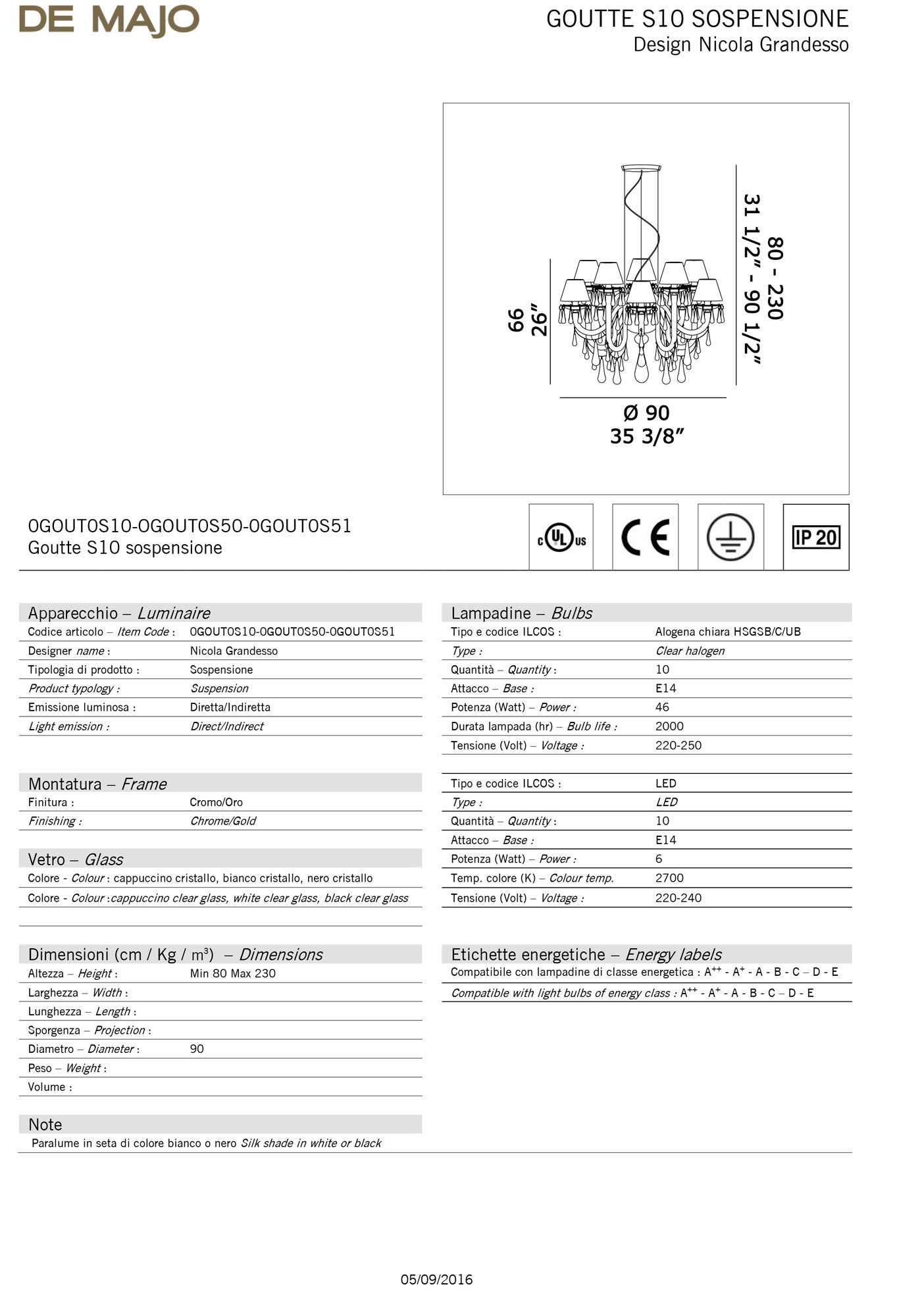 De Majo Goutte Chandelier