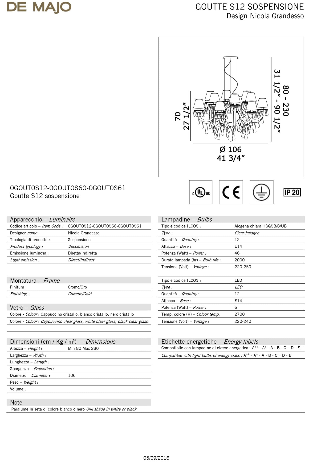 De Majo Goutte Chandelier