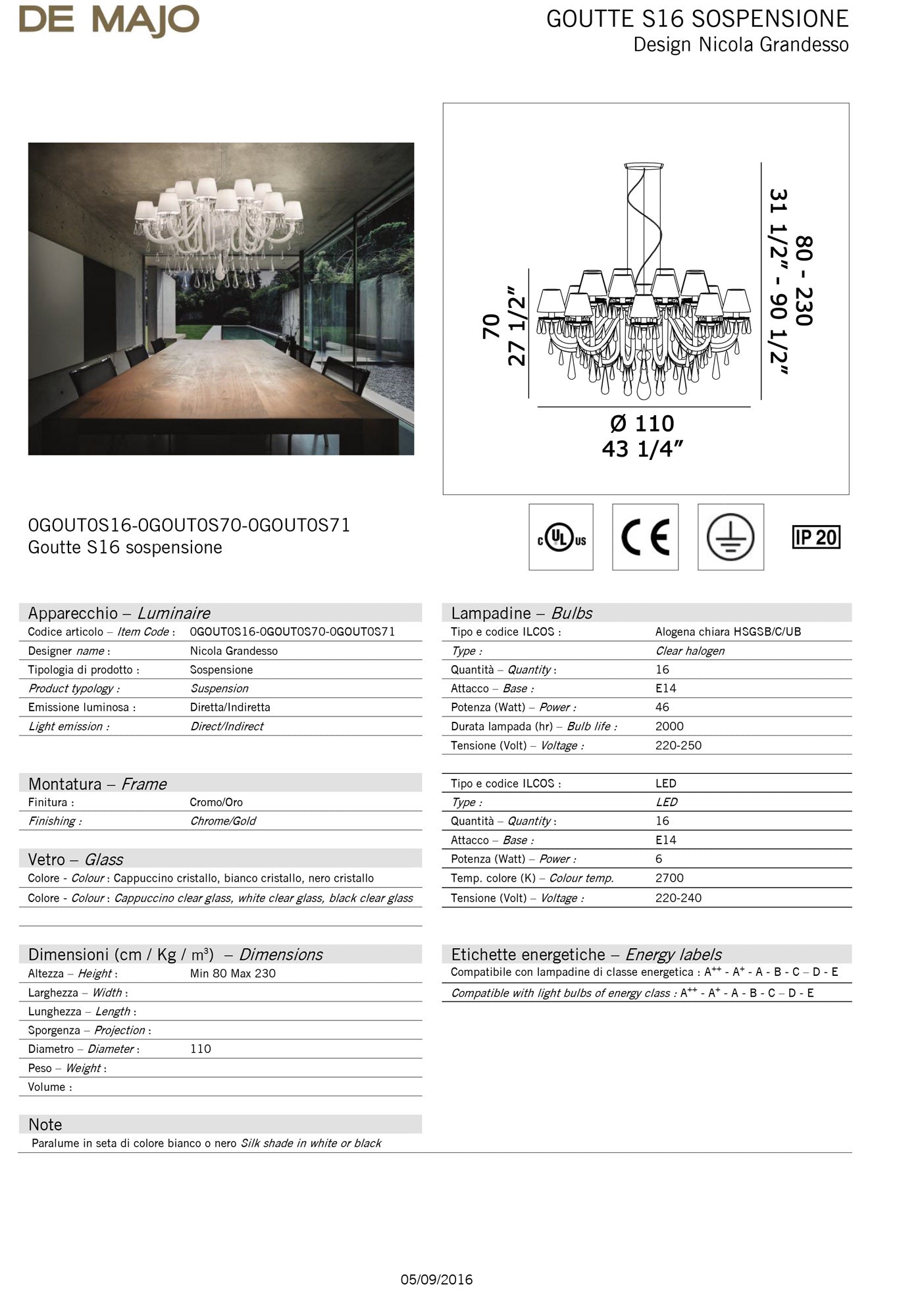 De Majo Goutte Chandelier