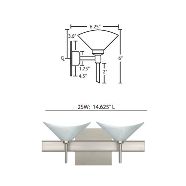 Besa Lighting Hoppi 2 Square Canopy Vanity Light