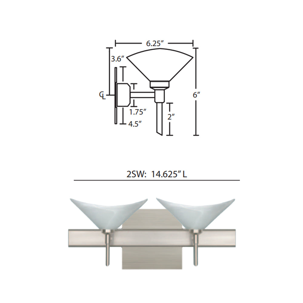 Besa Lighting Hoppi 2 Square Canopy Vanity Light