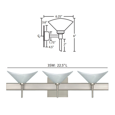 Besa Lighting Hoppi 3 Square Canopy Vanity Light