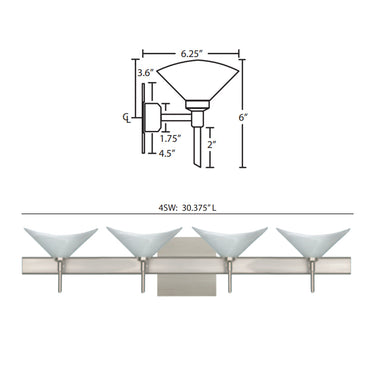 Besa Lighting Hoppi 4 Square Canopy Vanity Light