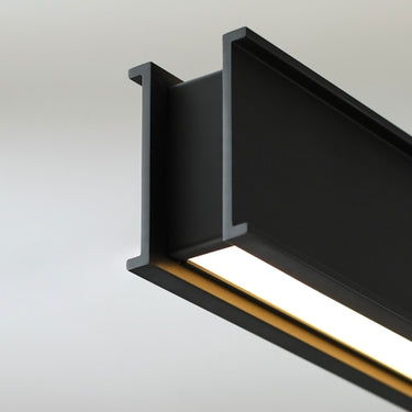 Minimalist black linear light fixture with uplight and downlight for residential use