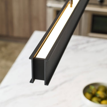 72" integrated LED linear suspension lighting for modern kitchens and professional workspaces