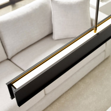 Visual Comfort I-Beam LED pendant light over six feet long with dimmable up and down lighting