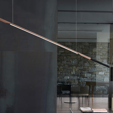 Contemporary Ilo 487 suspension lamp with aluminum rod and direct LED light for living room