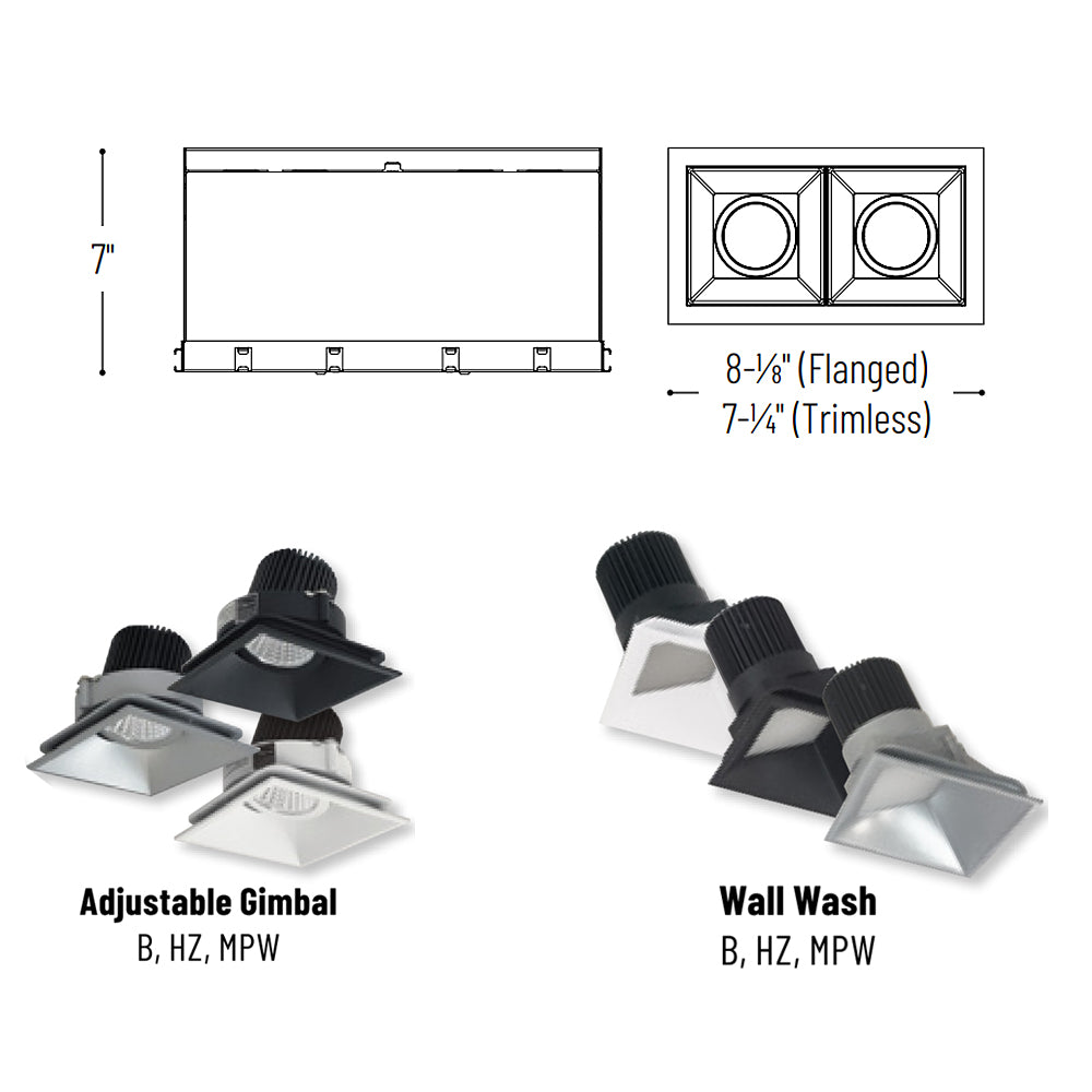 Nora Lighting Iolite MLS Two Head Wall Wash, Flanged