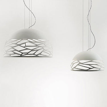 Laser-cut Italian pendant lamp Kelly Dome with Milk White diffuser soft glow